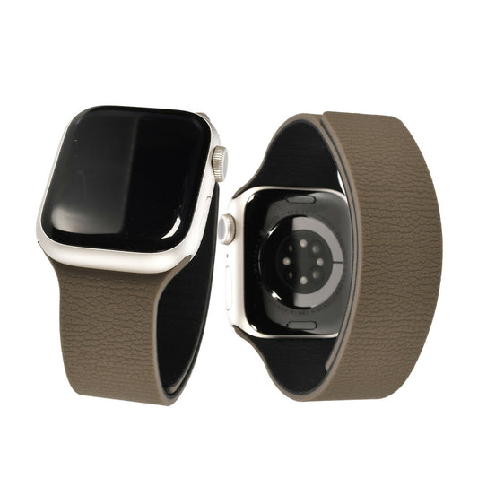 アップルウォッチバンドマグネットシリコン磁石金属アレルギー簡単防水洗えるレディースapplewatchスムーシー蛍光アッシュ ブラウン 49/46/45/44/42(series1.2.3)兼用