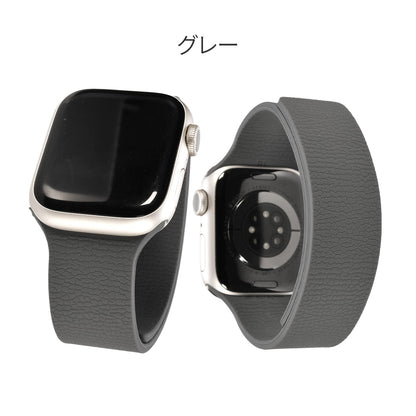 アップルウォッチバンドマグネットシリコン磁石金属アレルギー簡単防水洗えるレディースapplewatchスムーシーグレー灰色