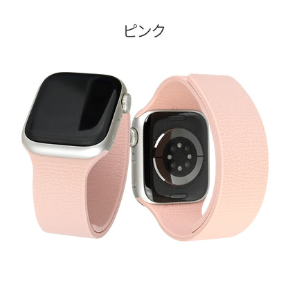 アップルウォッチバンドマグネットシリコン磁石金属アレルギー簡単防水洗えるレディースapplewatchスムーシーピンク