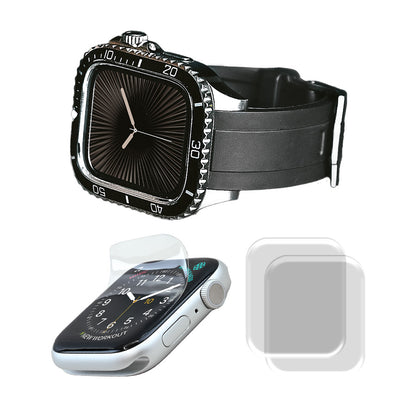 高級 ステンレス&ラバー アップルウォッチ バンド メンズ 男性 おすすめ 一体型 Apple Watch  |ソリッド クロノス