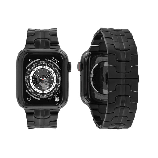 存在感のあるセンターラインがアクセント アップルウォッチ バンド メンズ 人気 ステンレス ベルト ブラック シルバー 高級 ギフト プレゼント メタル シルバー ウルトラ applewatchseries9ultra28ultrase27SE6543対応44mm45mm49mm ステンレス スパイダー りんご堂  ブラック 黒