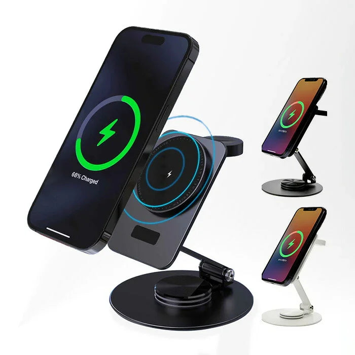 iPhone Apple Watch AirPods 3in1 充電 スタンド マグセーフ充電器 急速充電 ワイヤレス アイフォン アップルウォッチ エアーポッズ | スタンドチャージャーコンパクト