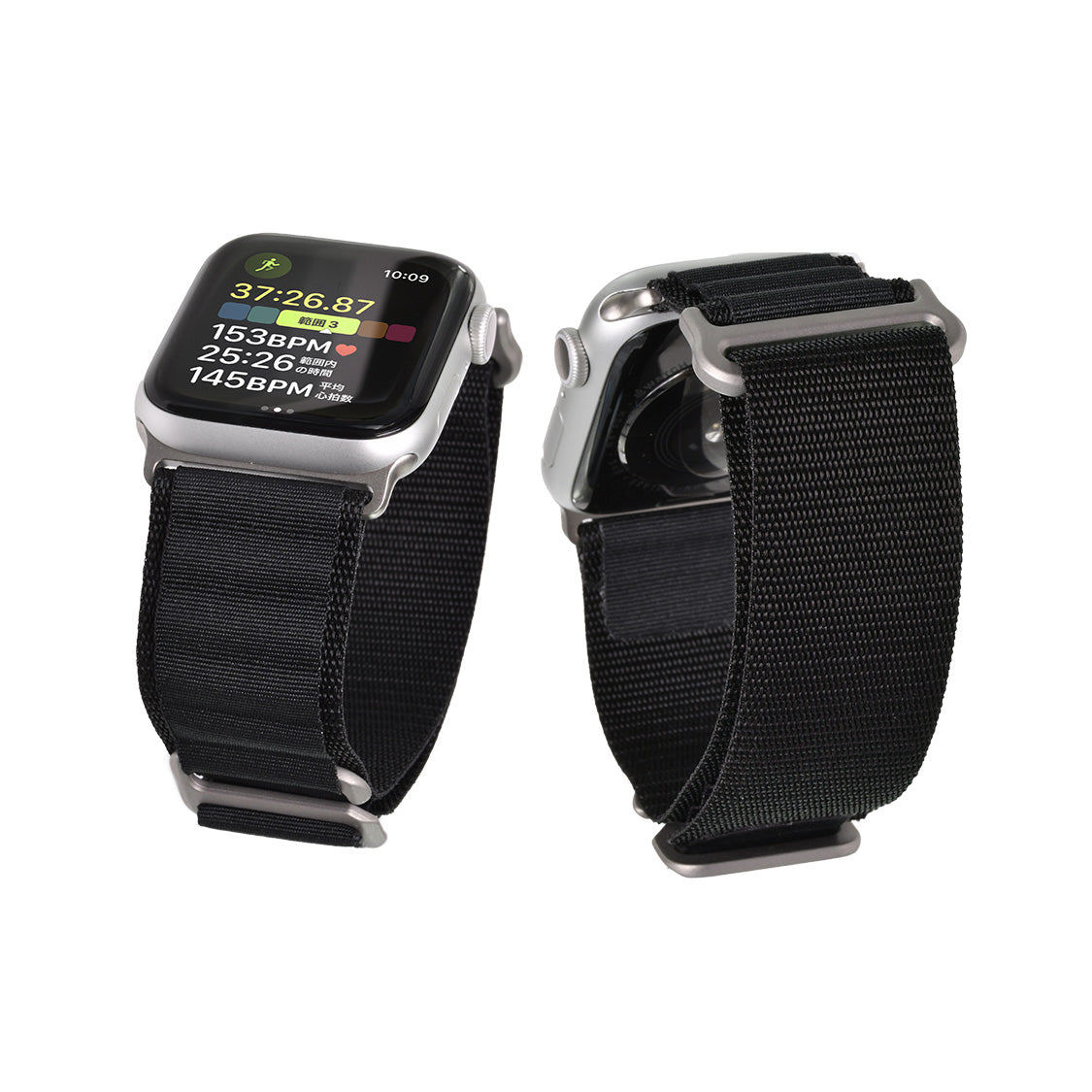 アウトドア ナイロン Apple Watch ultra バンド 柔軟 軽い アップルウォッチ バンド  ベルト 10 9 8 9 SE2 7 6 SE 5 4 3 49mm 46mm 45mm 44mm 42m 41mm メンズ アップルウォッチ バンド  | トレッキングループ 黒 ブラック