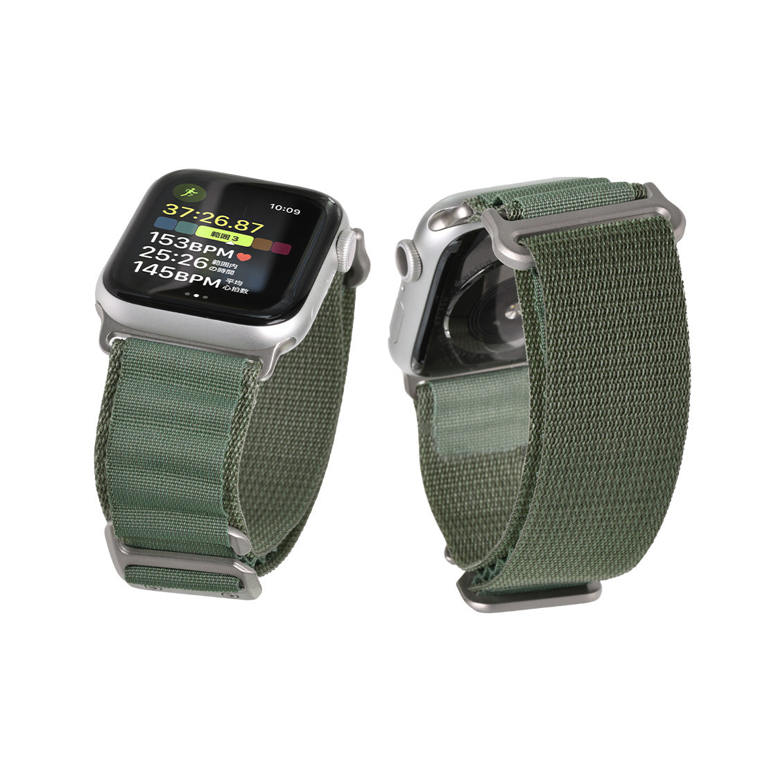 アウトドア ナイロン Apple Watch ultra バンド 柔軟 軽い アップルウォッチ バンド  ベルト 10 9 8 9 SE2 7 6 SE 5 4 3 49mm 46mm 45mm 44mm 42m 41mm メンズ アップルウォッチ バンド  | トレッキングループ グリーン カーキ