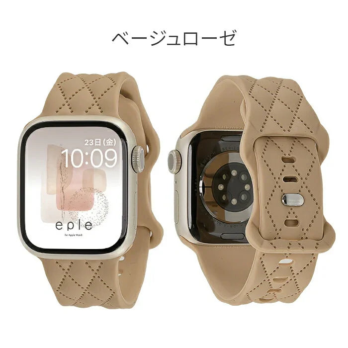 【もこかわ】AppleWatch バンド レディース シリコン キルティングデザイン 金属アレルギー｜マトラッセ