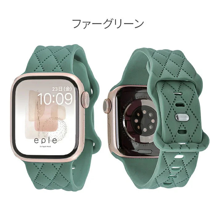 【もこかわ】AppleWatch バンド レディース シリコン キルティングデザイン 金属アレルギー｜マトラッセ