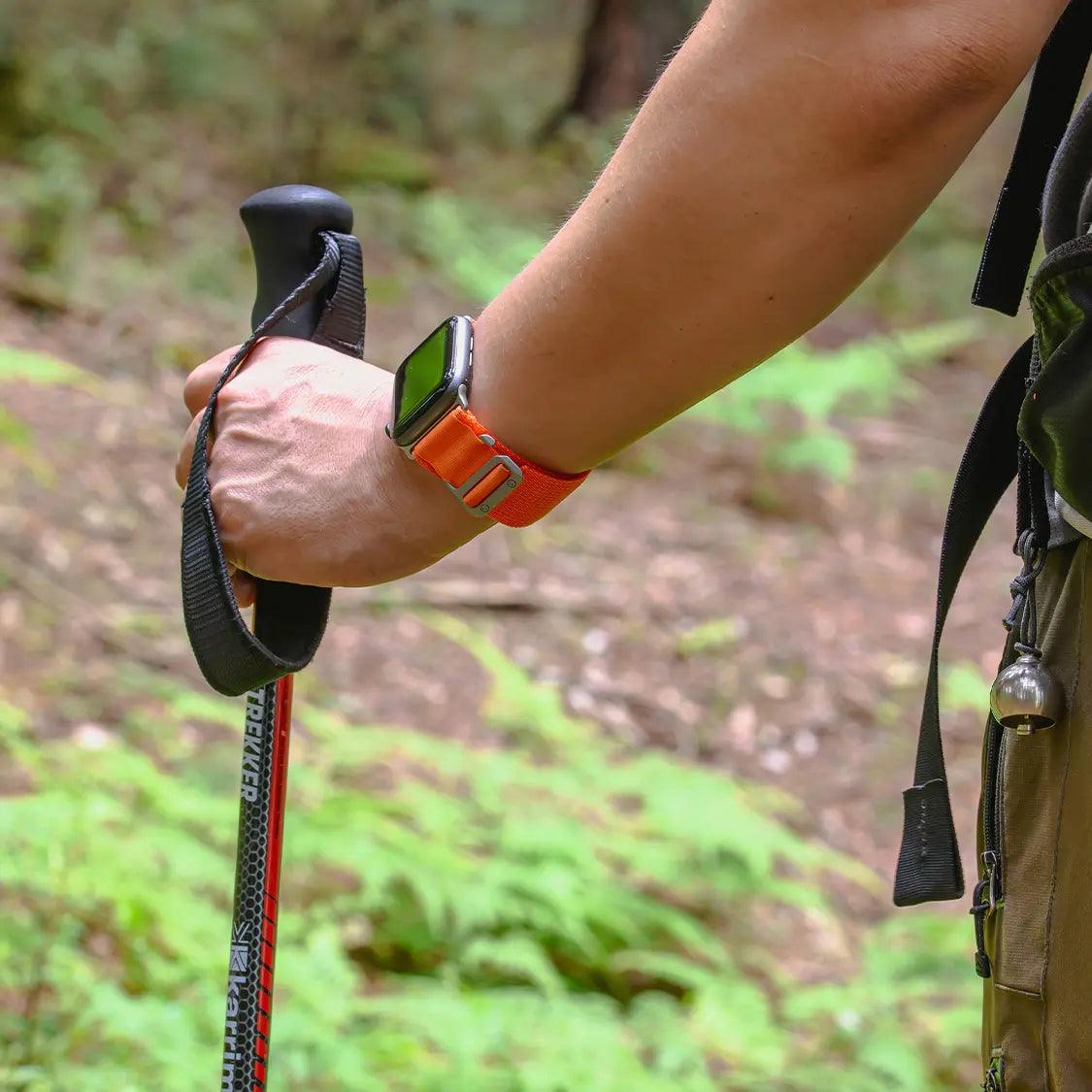 登山やキャンプなどアウトドア におすすめ ナイロン Apple Watch ultra メンズ スポーツ バンド 柔軟 軽い アップルウォッチ バンド  ベルト 10 9 8 9 SE2 7 6 SE 5 4 3 49mm 46mm 45mm 44mm 42m 41mm |トレッキングループ オレンジ