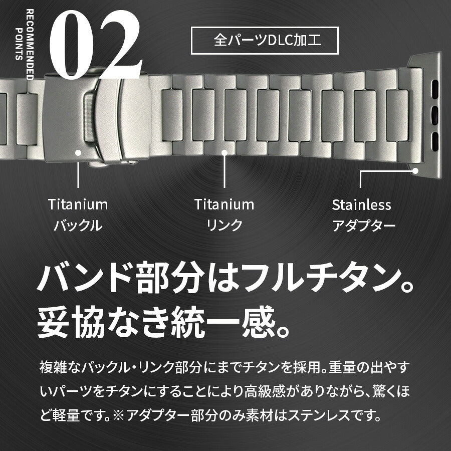 バックル・コマ部分にチタンを使用したフルチタンバンド @ソリッド チタン アルティメット