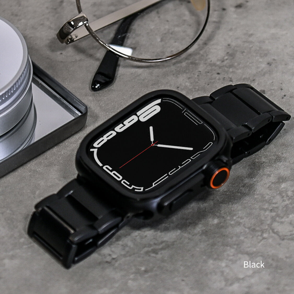 りんご堂 コンパチブル Apple watch ケース 頑丈  42mm 44mm 45mm 46mm 高感度強化フィルム付き アップルウォッチケース 保護カバー iWatch ケース 耐衝撃 メンズ 男性 人気 おすすめ チタン 落下 吸収(Series 1/2/3/4/5/se/6/7/8/9/10) ウルトラケース ブラック 黒