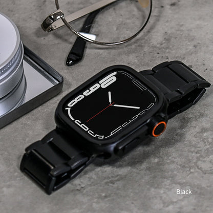 りんご堂 コンパチブル Apple watch ケース 頑丈  42mm 44mm 45mm 46mm 高感度強化フィルム付き アップルウォッチケース 保護カバー iWatch ケース 耐衝撃 メンズ 男性 人気 おすすめ チタン 落下 吸収(Series 1/2/3/4/5/se/6/7/8/9/10) ウルトラケース ブラック 黒