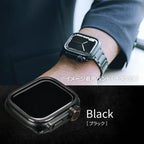 りんご堂 コンパチブル Apple watch ケース 頑丈  42mm 44mm 45mm 46mm 49mm 高感度強化フィルム付き アップルウォッチケース 保護カバー iWatch ケース 耐衝撃 メンズ 男性 人気 おすすめ チタン 落下 吸収(Series 1/2/3/4/5/se/6/7/8/9/10/11/SE3/Ultra3) ウルトラケース 黒 ブラック