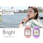 【シリーズ11・SE3対応】クリア 一体型 ウェーブ かわいい アップルウォッチ バンド ケース 透明 Apple Watch ベルト TPUバンド | ウェーブクリアバンド