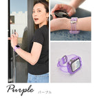 【シリーズ11・SE3対応】クリア 一体型 ウェーブ かわいい アップルウォッチ バンド ケース 透明 Apple Watch ベルト TPUバンド | ウェーブクリアバンド