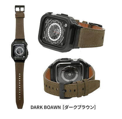 ヌバック レザー 高級 一体型 Apple Watch バンド なめらか 本革 男性 メンズ おしゃれ  40 41 44 45 49mm 【Ultra3対応】 | SOLIDヨロイヴィンテージ