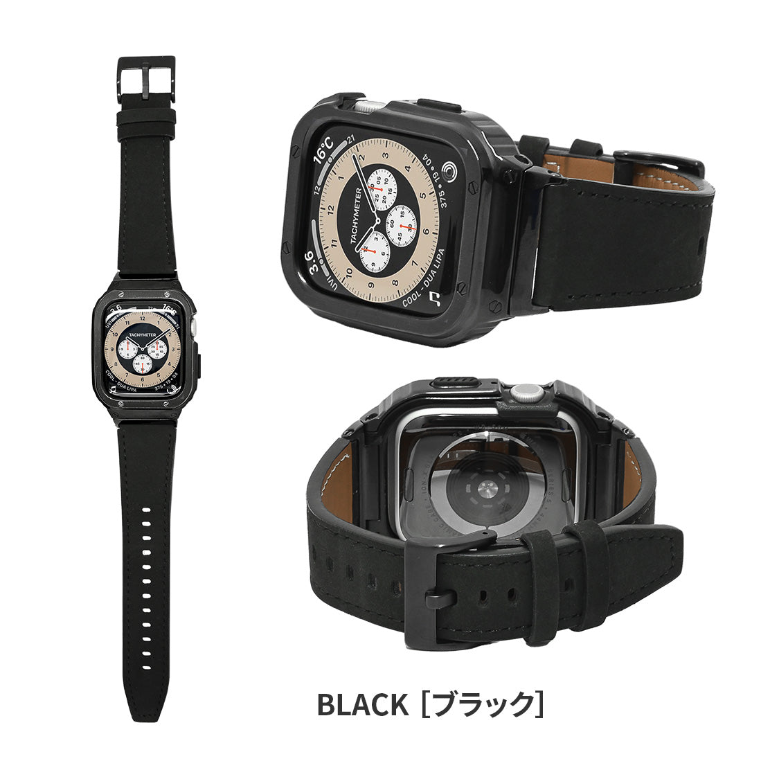 Apple Watch アップルウォッチ 本革 ヴィンテージ 調 レザー バンド ベルト 一体型 ごつめ ごつい 3色  アンティーク 40mm 41mm 42mm 44mm 45mm 49mm メンズ 男性 人気プレゼント ギフト Series 10 9 8 7 6 5 4  ultra 2 SE 2 ソリッドシリーズ ブラック 黒