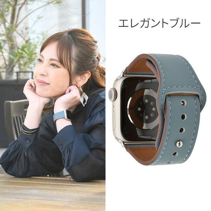 【Apple Watch バンド 41/40/38mm】  for Apple Watch SE(第2/1世代)/Series9/8/7/6/5/4/3/2/1｜スマートレザープレミアム くすみ レッド レザー 革　金属アレルギー 配送無料 ブルー 紺　くすみ